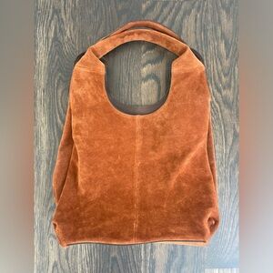 NEW: Banana Republic Tan Suede Bag. Double Handle. Brown leather interior pocket